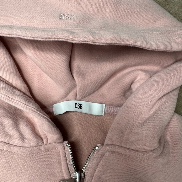 Cropped Pink heavy cotton  Hoodie & Shorts Set - Women Jackets & Coats - Picture 4 of 5